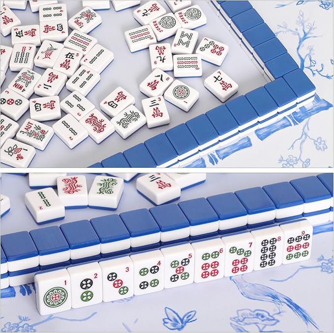 American Mahjong Tile Set with 166 Navy Blue Back Tiles (1.2”, Tiles Only)
