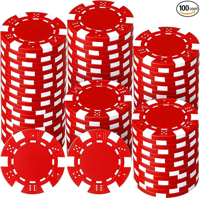 100 Pcs 11.5 Gram Poker Chips ABS Monte Carlo, 40 mm Bingo Chips Tokens Markers Blank Counting Bulk for Blackjack, and Card Night Poker Games