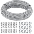 1/8 inch Wire Rope Kit, Haploon 33ft Wire Cable Rope Stainless Steel Cable Railing kit, 50 Pcs Aluminum Crimp Sleeves and 12 Pcs Thimble for Decking,Railing,DIY Outdoor Shades, Picture Hanging