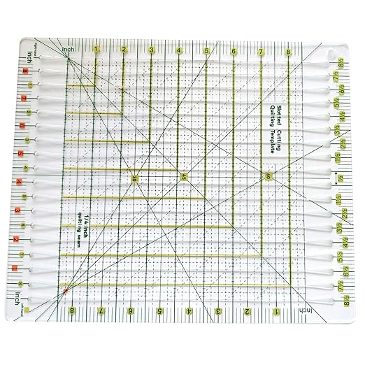 8.5"x8.5" Acrylic Quilting Ruler Durable Patchwork Ruler, Slotted Rulers for Quilting Fabric Cutting Crafts 1/4 Inch Quilting Seam