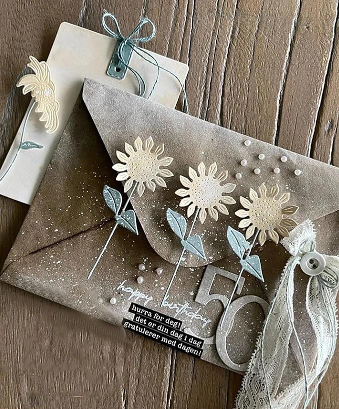 Lapoo Metal Cutting Die for Scrapbooking, 3D Backgrounds Frame New Cutting Dies DIY Album Card Making Decor Paper Craft Metal Die Cuts Party Wedding Decorations (Sunflower 3.9 x 2.2 in)