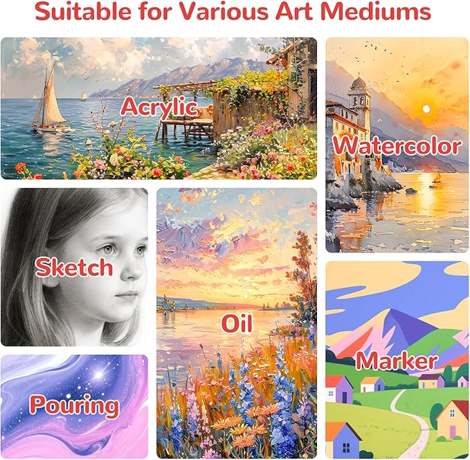 6x6inch Small Canvases for Painting, 20 Pack Mini Canvas Boards Primed Acid Free for Oil, Watercolor, Acrylic Paint