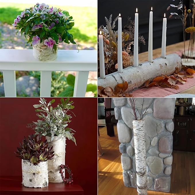 Artificial Birch Bark 3D Realistic Texture 78.7in*19.7in（10.8 Sq.ft）Silicone Material Faux Tree Bark Nature-Inspired DIY Design Eco-Friendly Home Deco Accentuating Natural Beauty （No glue included）