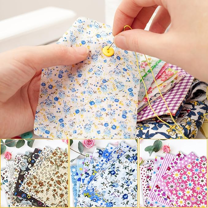 150 Pcs Cotton Craft Fabric Bundle Squares, Multicolored Abstract Pattern, 4 x 4 Inch, Pre-Cut Quilt Squares