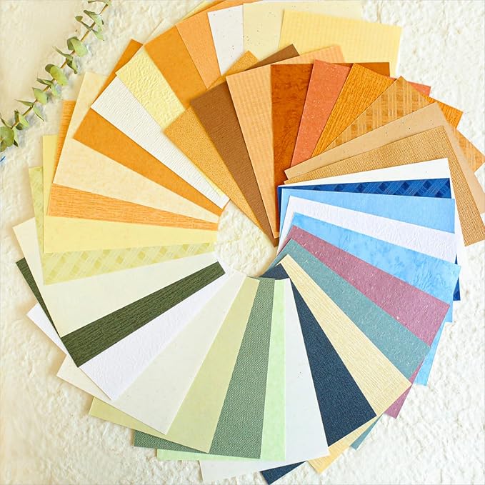 80 Sheets Textured Scrapbook Paper Packs, Assorted Color 120gsm Collage Paper Craft for Art, Scrapbooking, Junk Journals, Card Making, Mixed Media, Journaling, A6 Size