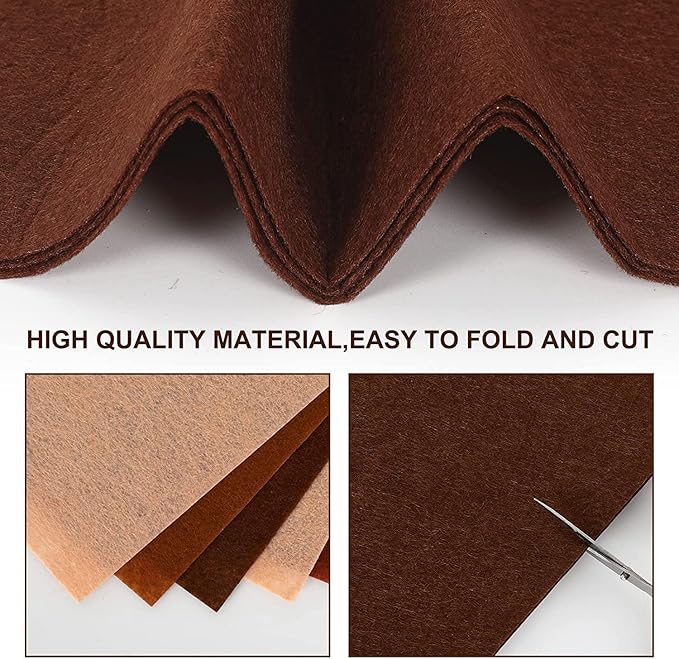 Whaline 20Pcs Fall Felt Fabric Sheets Skin Tone Soft Thick Assorted Cream Brown Craft Felt Pack for Autumn Thanksgiving DIY Craft Sewing Patchwork Art Projects, 10 Colors, 7.9 x 11.8 Inch