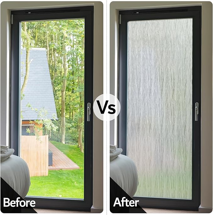 VELIMAX Frosted Window Privacy Film Non Adhesive Window Cling Removable Glass Covering Clear Water Opaque Window Film for Home Anti UV 35.4x118 inches