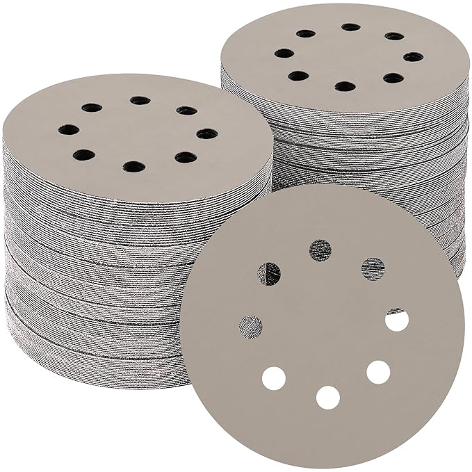 50PCS 5 inch Silicon Carbide Sanding Discs 8000 Grit, Wet Dry Orbital 5 Sander Hook and Loop Sandpaper Disc Ultra Fine Grit, Best for Metal,Automotive Precision Polishing