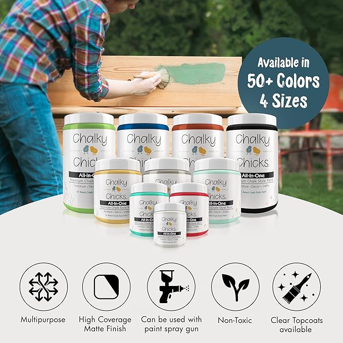 Chalky Chicks All-in-One Chalk Paint for Furniture or Cabinet - 4 Fl Oz - Matte Finish Jaded (Jade) for Metal, Wood Furniture Paint - No Sanding All-in-One for Home Decor & Crafts, USA Made