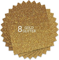 Gold Glitter HTV Heat Transfer Vinyl Bundle 8 sheets-12 x12 Iron on Vinyl for T Shirts Hats Clothing Compatible with Cricut Cameo Heat Press Machine