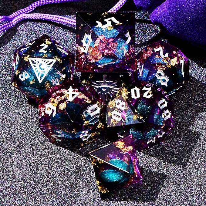Black Eye of Mystery Liquid Core DND Dice Set – Unique Resin Dice Set for Dungeons & Dragons – Third Eye Dice Set for D&D Gifts