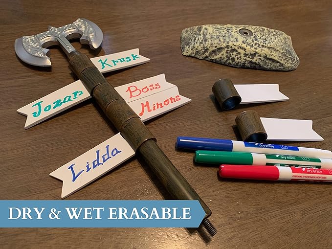 Galdor's Guild DND Initiative Tracker | Recorder Tools | Gift for Dungeons & Dragons Players, Dungeon Master/DM, or RPG Gaming | Tracking Stand | Holds 8 Flag Markers | Sword/Battle Axe