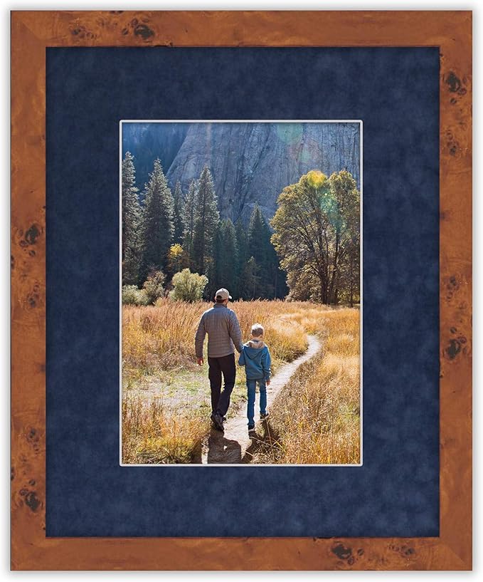 Pack of 25 Acid Free 11x14 Mats Bevel Cut for 8.5x11 Photos - Navy Suede Precut Matboards With Backing Boards and Clear Photo Mat Bags For Pictures, Photos, Framing - 4-ply Thickness