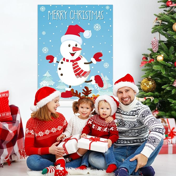 ASTARON Pin The Snowman Nose Christmas Pin The Tail Party Games Activities for Kids 36 Stickers Christmas Party Decorations School Classroom Activities