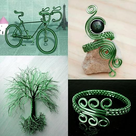 Aluminum Craft Wire, 95 Feet 2.0mm/ 14 Gauge Green Bendable Soft Metal Aluminum Wire Roll Bulk for DIY Crafts Sculpting Jewelry Making