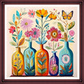Redxing Stamped Cross Stitch Kits Full Range of Embroidery Starter Kits- Needlepoint Counted Cross Stitch Kits for Beginner Adults 11CT Printed Embroidery Kit-Colorful Flower vase 18x18 inch
