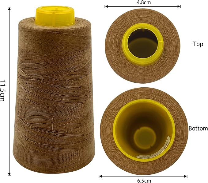 Tortoise 4 Cones of 3000 Yards Each Spool Thread for All Purpose, Serger, Overlock, Quilting, Sewing Machine - 100% Polyester - 40S/2 Tan