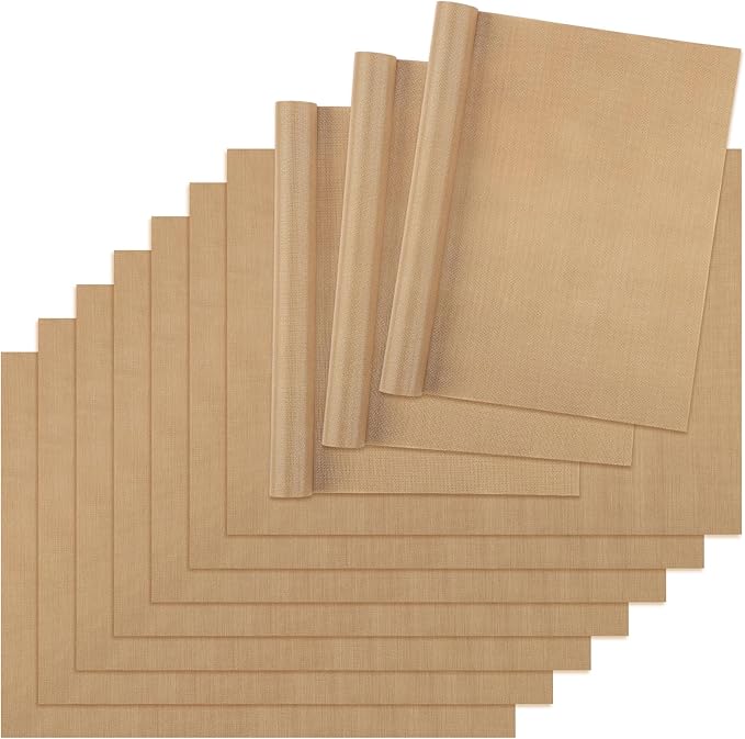 Svaldo Teflon Sheets for Heat Press, 10 Pack, 12x16 Heat Press Paper for T Shirts, Hat, Reusable Non Stick PTFE Teflon Sheet, Iron Transfer Paper for Sublimation Machine, Craft & Baking