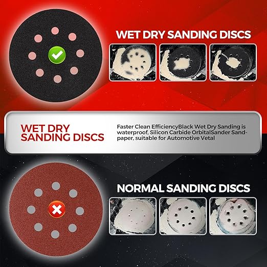 50PCS 5 inch Silicon Carbide Sanding Discs 2500 Grit, Wet Dry Orbital 5 Sander Hook and Loop Sandpaper Disc Ultra Fine Grit, Best for Metal,Automotive Precision Polishing