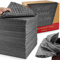 Universal Absorbent Pads | 16"x20" Water Absorbent Mat 100-Pack | Industrial Spill Control for Liquids Leak(32 Gal/Box) | Oil Absorbing Sheets