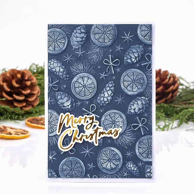 BAOFALI 3D Christmas Theme Plastic Embossing Folders Lemon Pine Nut for DIY Scrapbooking Photo Album Card Paper Craft Decoration for Card Making,Embossing Template Paper Card Embossing Stencil