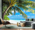 AFZEVEB-Beach Wall Mural Tropical Palm Tree Landscape Wallpaper for Bedroom 114"x74"(Not Peel and Stick)