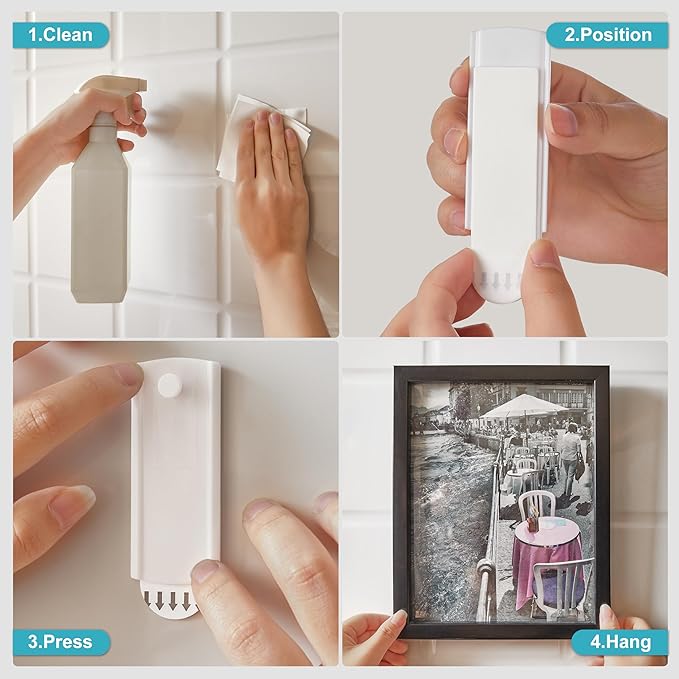 Large Universal Frame Hanger, 14 Picture Hangers, 24 Large Removable Adhesive Strips, Value Pack, Damage Free Picture Hanging Hooks Heavy Duty, No Nails Picture Hooks