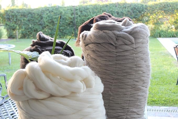 Chunky arm Yarn 8 lb XXL Natural Color un-Dyed Wool roving arm Knit Projects Spinning Felting Blankets and Tapestry (Gray 8 lb)