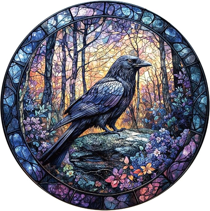 Wooden Puzzles for Adults, Wooden Jigsaw Puzzles, Exquisite Raven Puzzle, Gifts for Family or Friends for Any Holiday.（13.4 * 13.4 in 300pcs）