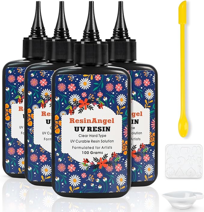 400g UV Resin kit, Crystal Clear Hard, Premixed UV Epoxica Resina Fast Curing Sunlight Activated with Casting Tools for Beginners Jewelry Making, DIY Art Crafts, Coating