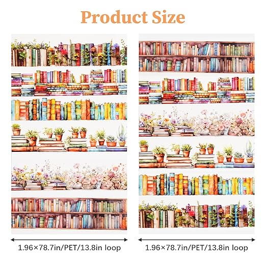 6 Rolls PET Tape Stickers for Journaling, Book-Themed Washi Tape Set, Butterfly Floral Plant Flower Decorative PET Vintage Stickers for Journaling Scrapbooking Supplies DIY Crafts Gifts Wrapping
