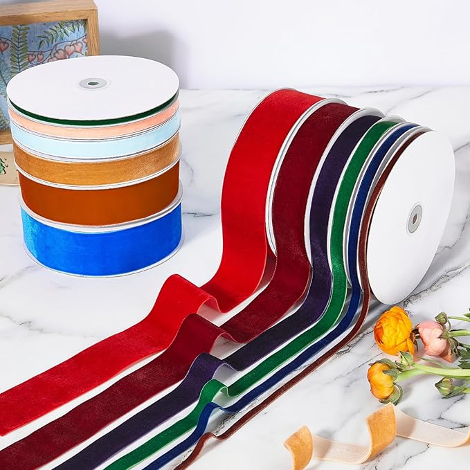 5/8" X 20 Yards Light Khaki Velvet Ribbon for Christmas Tree Wreath Decoration Handmade Crafts Ornaments Gift Wrapping & Bow Making