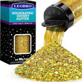 LEOBRO Gold Glitter, 160g/5.64oz Holographic Chunky Glitter for Crafts, Resin, Nail Body, Tumblers, Party Decorations