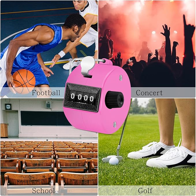 12 Pcs Hand Tally Counter 4-Digit Lap Counter Clicker, Manual Mechanical Handheld Pitch Click Counter with Finger Ring for School Golf & Knitting Row Croche