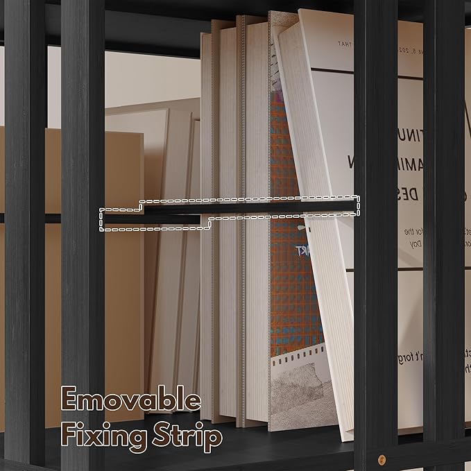 YOWOS Rotating Bookshelf Tower, 360 Display Spinning Bookcase, Bamboo Bookshelf Floor Standing Storage Rack, Wood Narrow Book Shelf Organizer for Kids&Adults (Black, 6 Tier)
