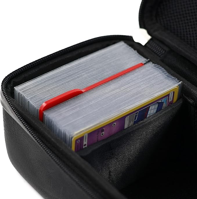 Quiver Time Black Bolt Card Carrying Case fits Pokemon Cards and other TCG Games - Storage Bag for Playing/Trading Cards and Deck Box (Straps, Dividers & 100 Apollo Card Sleeves)