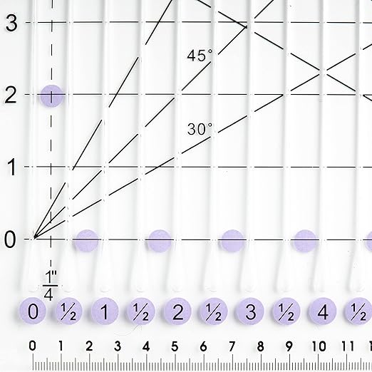 The Quilted Bear Quilting Rulers - Transparent Acrylic Non Slip Quilting, Patchwork & Sewing Ruler with Clear Black Lines & 30, 45 & 60 Degree Angles for Perfect Accuracy & Precision (Shape Ruler)