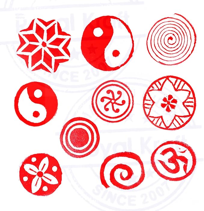 Tattoo Print Blocks Oriental Small Round Design Wood Stamps (Set of 10) Htag2154