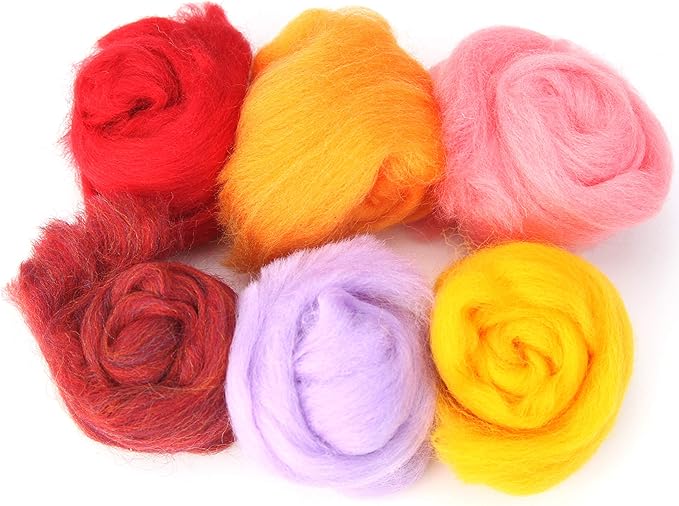 Woolbuddy Felting Wool Kit - 24 Vibrant Merino Wool Colors for Needle Felting, Wet Felting, and Crafts