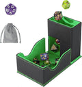 Dice Roller Tower, Premium DND Magnetic Dice Tray, Foldable PU Leather Dice Tower RPG Gifts for Dungeons and Dragons MTG Dm & Player Black/Green
