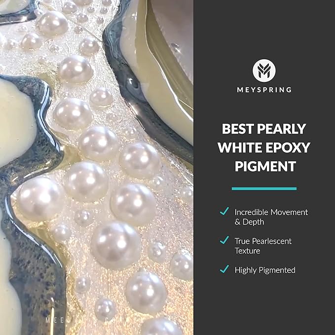 MEYSPRING White Pearl Mica Powder - 50g - White Resin Art Pigment - Mica Powder for Epoxy Resin - UV Resin Dye