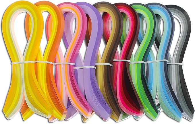 Zorfeter 9 Sets Multi-Color Quilling Paper Strips Kits 900 Strips 42 Colors, 10mm Width, 15" Length