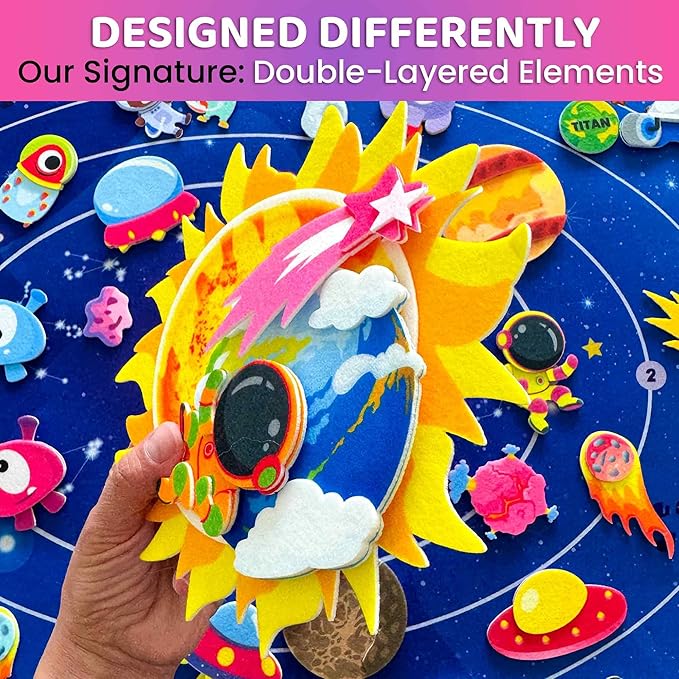 QUOKKA Space Felt Board for Kids 3-5 Years Old - Social Emotional Preschool Learning Activities for Ages 3-5 - Educational Flannel Toy Speech Therapy Gift