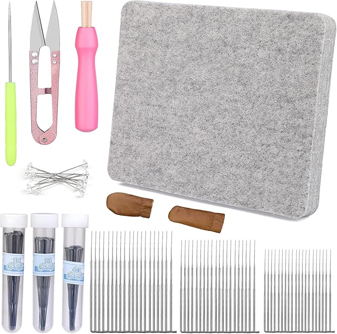 Mayboos Felting Kit with 8"x10" Mat, Needles for Wool & Leather Guards