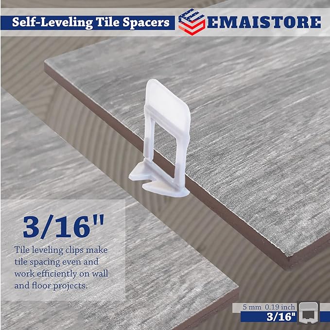 Tile Leveling System (3/16 Inch) – 600 Tile Spacers – Compatible with Most Wedges for Smooth, Seamless Floor & Wall Tile Installation – 5mm Ceramic & Stone Spacers