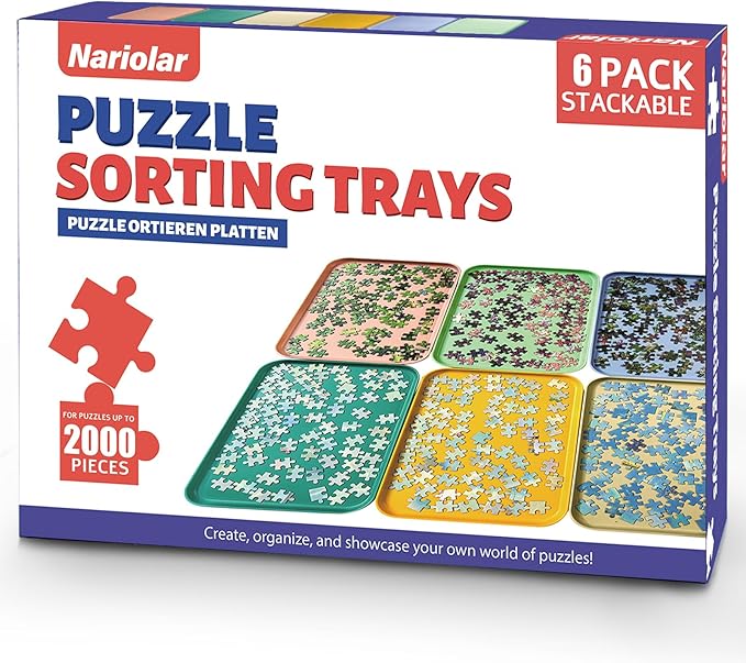 12" x 8.7" Puzzle Sorting Trays - Stackable, 6 Pack Puzzle Sorter for Sorting 1000/1500/2000 Pieces