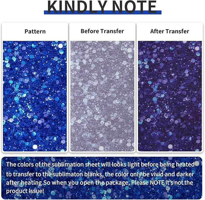 Sublimation Transfer Sheets for Heat Press Machine,12x12 Inch Blue Black Green Purple Sublimation Transfer Paper for Heat Press Machine, 10 Sheets