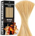 Zulay Kitchen Authentic Bamboo Skewers - 100, 12" Roasting Sticks - 5mm Heavy-Duty Bamboo Skewers - Thick Bbq Sticks - Ideal for Grilling & Camping