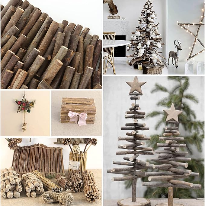 100PCS 4 inch Wood Log Sticks for Crafts 0.4-0.6 inch in Diameter - Natural Twigs Sticks- Birch Wood Craft Sticks for DIY Rustic Home Decor School Projects Crafting Filler