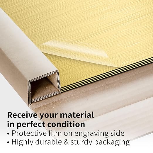 Trotec | Metallic Looking Acrylic Sheet | 12"x20"x1/8", 4 Pcs | Brushed Gold/Black | Metallic Finish - Scratch Resistant for Laser Engraving & Cutting,Printing,Glowforge,Name Plate | USA Made